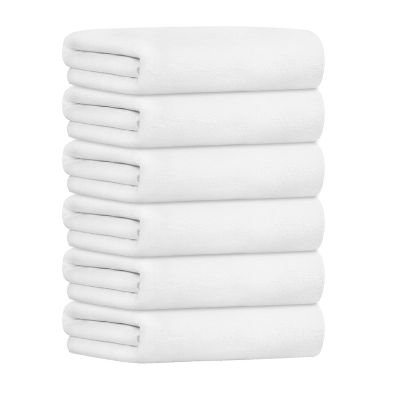 JML Microfiber Bath Towels Set, 6 Pack, 27" x 55" - Extra Soft, Absorbent and Fast Drying, Multipurpose White Microfiber Towel for Adult Men Women, Hair Wrap, Bath, Beach, Pool, Sports, Yoga - Image 2